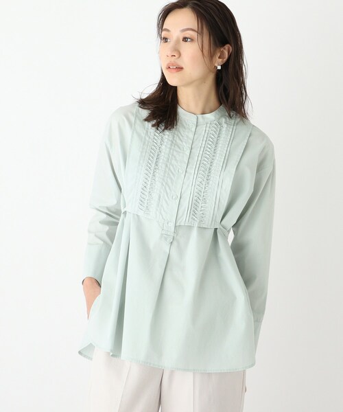 index(インデックス)の「◆コットンピンタックシャツチュニック【WEB限定アイテム】(チュニック・レディース・グリーン系/ブラック/ホワイト系・36/42/40/38)」の3枚目の写真