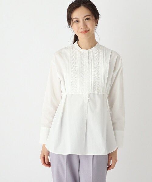 index(インデックス)の「◆コットンピンタックシャツチュニック【WEB限定アイテム】(チュニック・レディース・グリーン系/ブラック/ホワイト系・36/42/40/38)」の4枚目の写真
