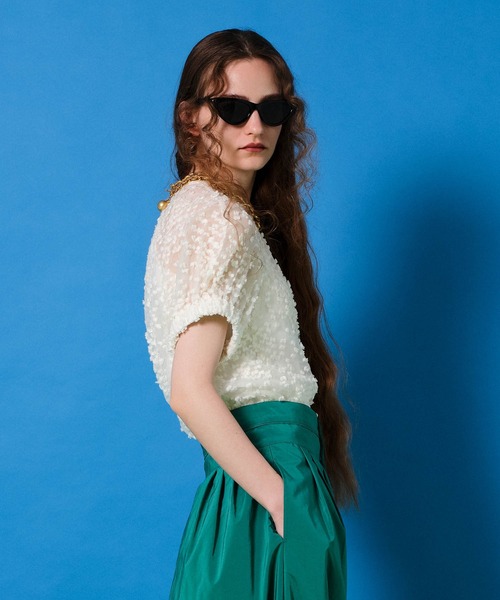 MAISON SPECIAL（メゾンスペシャル）の「ドットジャガードブラウス【MAISON SPECIAL/メゾンスペシャル】（シャツ/ブラウス・レディース・オフホワイト/ブラック/オレンジ・FREE）」の11枚目の写真