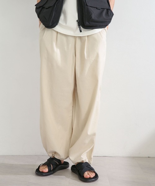 SENSE OF PLACE by URBAN RESEARCH(センスオブプレイスバイアーバンリサーチ)の「リネンレーヨンスノーパンツ(その他パンツ・メンズ・アイボリー/ブラック/オリーブ・MEDIUM/LARGE)」の1枚目の写真