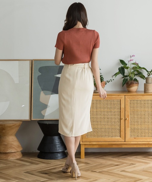 Julia Boutique（ジュリアブティック）の「ベルト付きリネンタイトスカート/22116（スカート・レディース・ブラック/ベージュ/ブラウン/イエロー・ONE）」の11枚目の写真