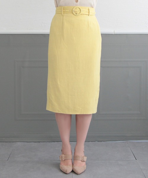 Julia Boutique（ジュリアブティック）の「ベルト付きリネンタイトスカート/22116（スカート・レディース・ブラック/ベージュ/ブラウン/イエロー・ONE）」の16枚目の写真
