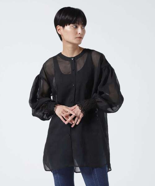 RehersalL(リハーズオール)の「rehersall/リハーズオール/シフォンボイルボリュームスリーブブラウス(シャツ/ブラウス・レディース・ブラック/ベージュ・FREE)」の3枚目の写真
