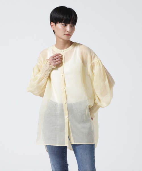 RehersalL(リハーズオール)の「rehersall/リハーズオール/シフォンボイルボリュームスリーブブラウス(シャツ/ブラウス・レディース・ブラック/ベージュ・FREE)」の1枚目の写真
