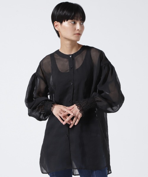 RehersalL(リハーズオール)の「rehersall/リハーズオール/シフォンボイルボリュームスリーブブラウス(シャツ/ブラウス・レディース・ブラック/ベージュ・FREE)」の2枚目の写真