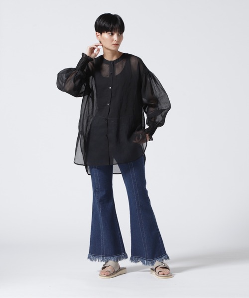 RehersalL(リハーズオール)の「rehersall/リハーズオール/シフォンボイルボリュームスリーブブラウス(シャツ/ブラウス・レディース・ブラック/ベージュ・FREE)」の11枚目の写真