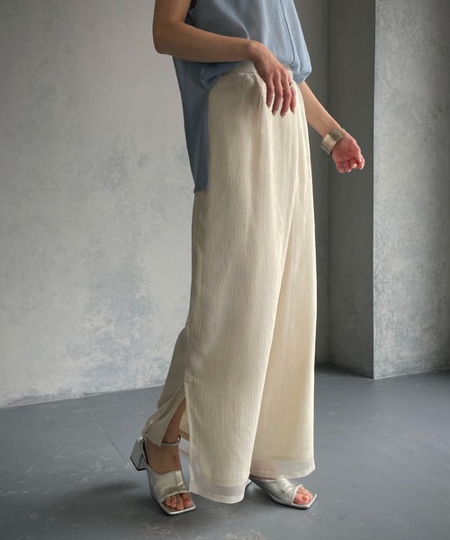 &g'aime(アンジェム)の「【&g’aime】シアーワイドパンツ(スラックス・レディース・ブラック/オフホワイト・FREE)」の9枚目の写真