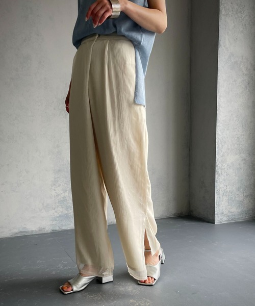 &g'aime(アンジェム)の「【&g’aime】シアーワイドパンツ(スラックス・レディース・ブラック/オフホワイト・FREE)」の10枚目の写真