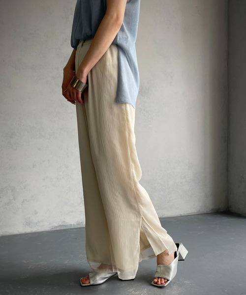 &g'aime(アンジェム)の「【&g’aime】シアーワイドパンツ(スラックス・レディース・ブラック/オフホワイト・FREE)」の11枚目の写真