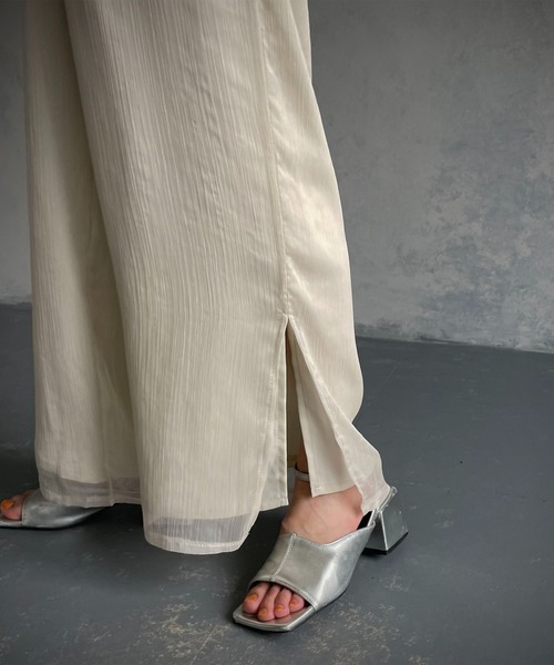 &g'aime(アンジェム)の「【&g’aime】シアーワイドパンツ(スラックス・レディース・ブラック/オフホワイト・FREE)」の13枚目の写真