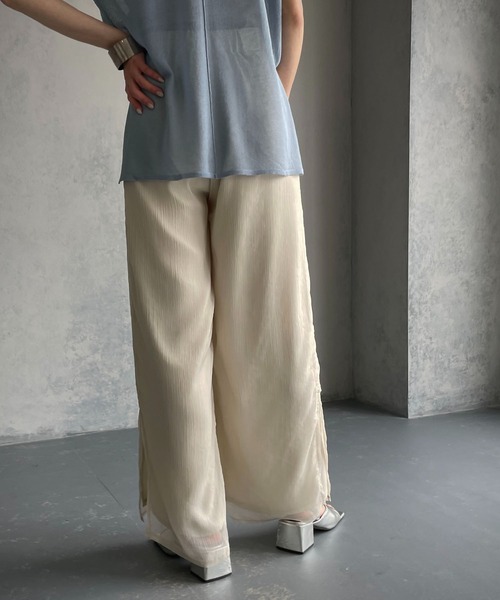 &g'aime(アンジェム)の「【&g’aime】シアーワイドパンツ(スラックス・レディース・ブラック/オフホワイト・FREE)」の17枚目の写真