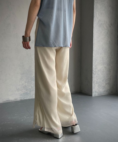 &g'aime(アンジェム)の「【&g’aime】シアーワイドパンツ(スラックス・レディース・ブラック/オフホワイト・FREE)」の18枚目の写真