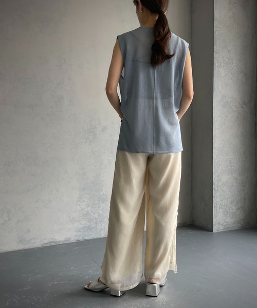 &g'aime(アンジェム)の「【&g’aime】シアーワイドパンツ(スラックス・レディース・ブラック/オフホワイト・FREE)」の16枚目の写真