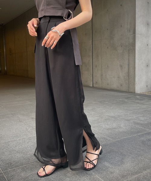 &g'aime(アンジェム)の「【&g’aime】シアーワイドパンツ(スラックス・レディース・ブラック/オフホワイト・FREE)」の22枚目の写真