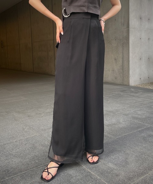 &g'aime(アンジェム)の「【&g’aime】シアーワイドパンツ(スラックス・レディース・ブラック/オフホワイト・FREE)」の20枚目の写真