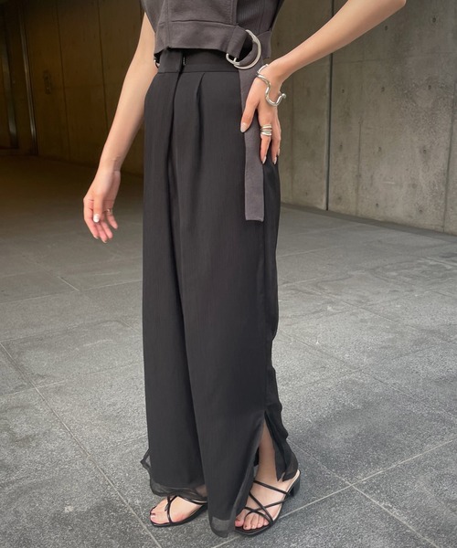 &g'aime(アンジェム)の「【&g’aime】シアーワイドパンツ(スラックス・レディース・ブラック/オフホワイト・FREE)」の21枚目の写真