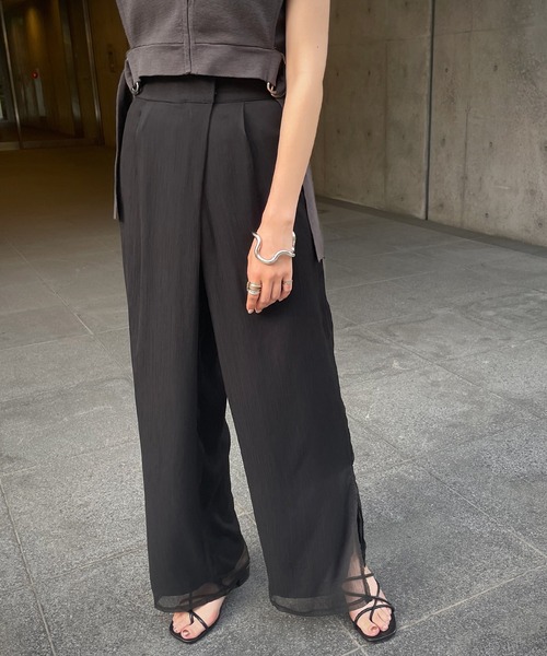 &g'aime(アンジェム)の「【&g’aime】シアーワイドパンツ(スラックス・レディース・ブラック/オフホワイト・FREE)」の19枚目の写真