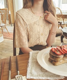 透かし編みビッグカラーニット/【WEB/EC限定商品】