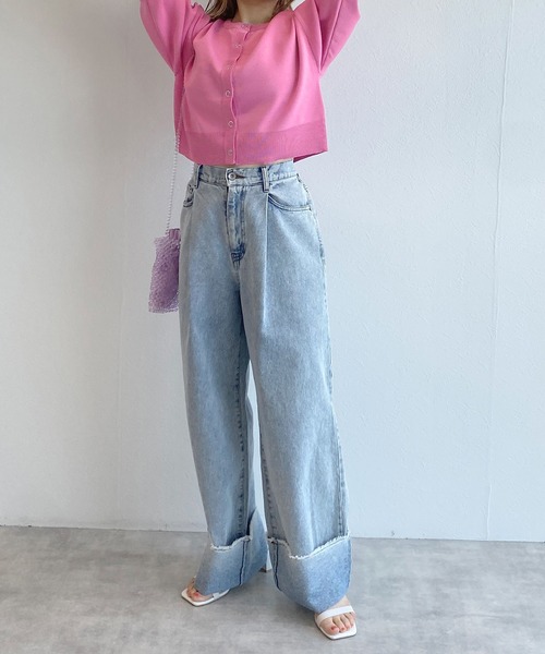 w closet(ダブルクローゼット)の「【2WAY】スナップボタン半袖カーディガン(カーディガン/ボレロ・レディース・ブラック/オフホワイト/ピンク/イエロー/ピンク系・FREE)」の8枚目の写真