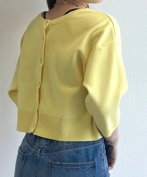 w closet(ダブルクローゼット)の「【2WAY】スナップボタン半袖カーディガン(カーディガン/ボレロ・レディース・ブラック/オフホワイト/ピンク/イエロー/ピンク系・FREE)」の21枚目の写真
