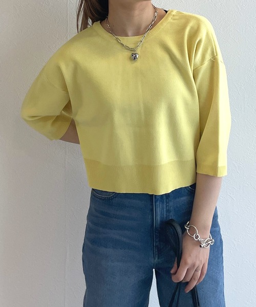 w closet(ダブルクローゼット)の「【2WAY】スナップボタン半袖カーディガン(カーディガン/ボレロ・レディース・ブラック/オフホワイト/ピンク/イエロー/ピンク系・FREE)」の10枚目の写真