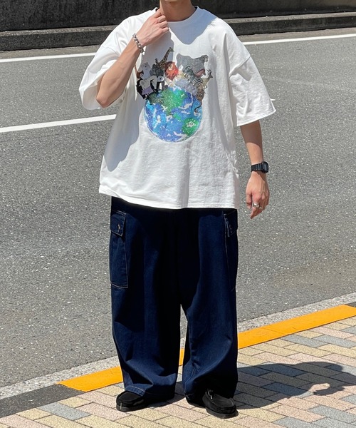 kutir(クティール)の「ヴィンテージライクアニマルTシャツ(Tシャツ/カットソー・メンズ・チャコールグレー/オフホワイト/グリーン・MEDIUM/LARGE)」の6枚目の写真