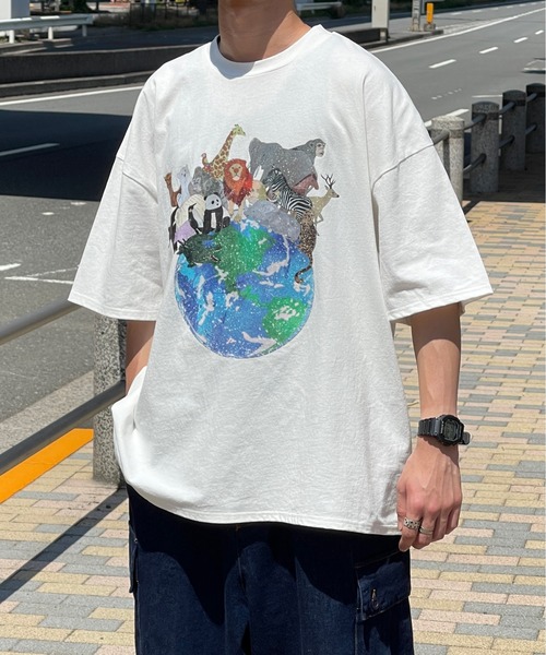 kutir(クティール)の「ヴィンテージライクアニマルTシャツ(Tシャツ/カットソー・メンズ・チャコールグレー/オフホワイト/グリーン・MEDIUM/LARGE)」の9枚目の写真