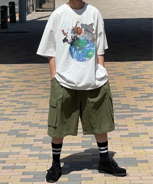 kutir(クティール)の「ヴィンテージライクアニマルTシャツ(Tシャツ/カットソー・メンズ・チャコールグレー/オフホワイト/グリーン・MEDIUM/LARGE)」の5枚目の写真