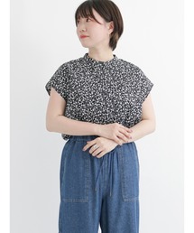 小花柄フレンチスリーブブラウス