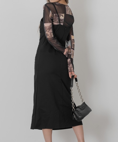 FOLLOWIN（フォロウィン）の「[FLW MADE]フロントスリットシャーリングロングワンピース（ワンピース・レディース・ブラック/グレー/カーキ/ブルー・FREE）」の19枚目の写真