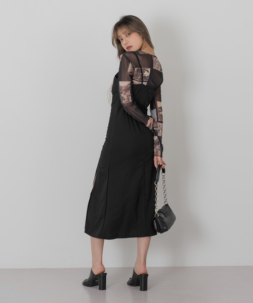 FOLLOWIN（フォロウィン）の「[FLW MADE]フロントスリットシャーリングロングワンピース（ワンピース・レディース・ブラック/グレー/カーキ/ブルー・FREE）」の13枚目の写真