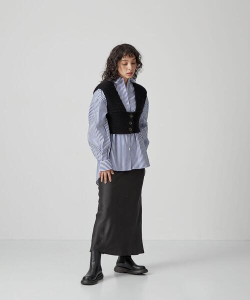 CITEN（シテン）の「＜CITEN＞フロントボタン ローゲージ ビスチェ（ベスト・レディース・ブラック/オフホワイト・FREE）」の11枚目の写真