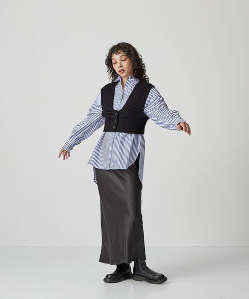 CITEN（シテン）の「＜CITEN＞フロントボタン ローゲージ ビスチェ（ベスト・レディース・ブラック/オフホワイト・FREE）」の12枚目の写真