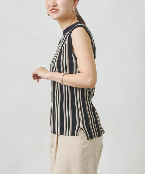 Chez toi（シェトワ）の「マルチストライプノースリニットプルオーバー（ニット/セーター・レディース・オフホワイト/ブラック/ブルー/パープル・FREE）」の21枚目の写真