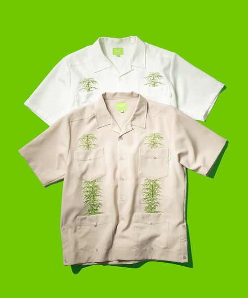 HUF PLANTLIFE CUBA SHIRT 大麻　刺繍　オープンカラー　L HUF（ハフ）の「PLANTLIFE CUBA SHIRT / HUF シャツ（シャツ