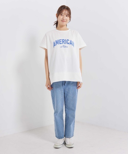 OMNES（オムネス）の「プリント入りフレンチスリーブTシャツ（Tシャツ/カットソー・レディース・ホワイト/ライトグレー/ブラック/ピンク・FREE）」の21枚目の写真