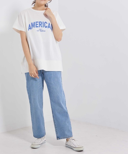 OMNES（オムネス）の「プリント入りフレンチスリーブTシャツ（Tシャツ/カットソー・レディース・ホワイト/ライトグレー/ブラック/ピンク・FREE）」の17枚目の写真