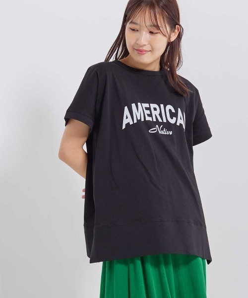 OMNES（オムネス）の「プリント入りフレンチスリーブTシャツ（Tシャツ/カットソー・レディース・ホワイト/ライトグレー/ブラック/ピンク・FREE）」の19枚目の写真