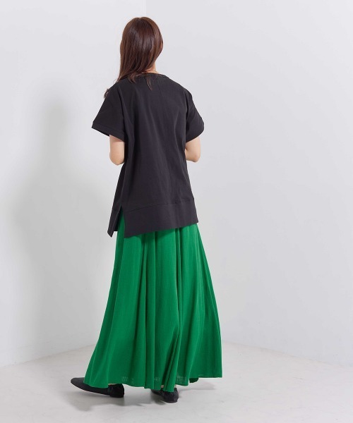 OMNES（オムネス）の「プリント入りフレンチスリーブTシャツ（Tシャツ/カットソー・レディース・ホワイト/ライトグレー/ブラック/ピンク・FREE）」の7枚目の写真