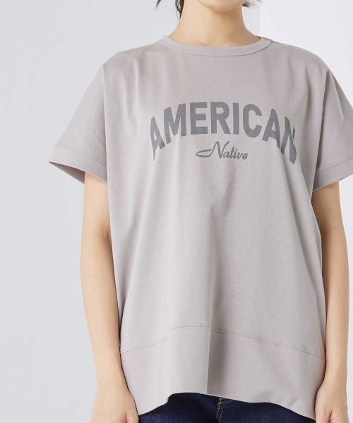 OMNES（オムネス）の「プリント入りフレンチスリーブTシャツ（Tシャツ/カットソー・レディース・ホワイト/ライトグレー/ブラック/ピンク・FREE）」の20枚目の写真