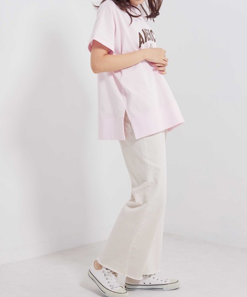 OMNES（オムネス）の「プリント入りフレンチスリーブTシャツ（Tシャツ/カットソー・レディース・ホワイト/ライトグレー/ブラック/ピンク・FREE）」の8枚目の写真