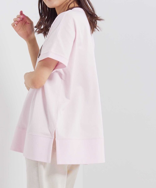 OMNES（オムネス）の「プリント入りフレンチスリーブTシャツ（Tシャツ/カットソー・レディース・ホワイト/ライトグレー/ブラック/ピンク・FREE）」の6枚目の写真