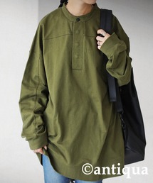 antiqua | 古着ムードを表現。ヘンリーネック裏毛トップス(シャツ/ブラウス)