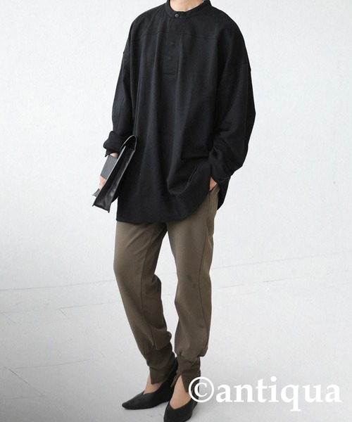 antiqua（アンティカ）の「古着ムードを表現。ヘンリーネック裏毛トップス（シャツ/ブラウス・レディース・ブラック/オフホワイト/カーキ・FREE）」の21枚目の写真