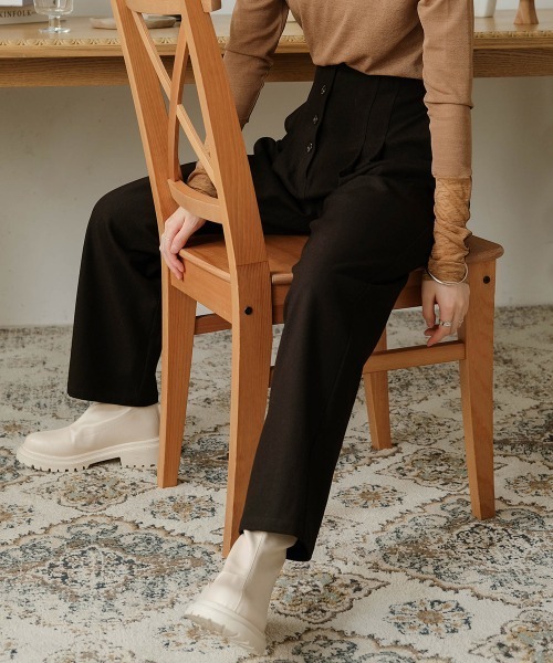 Bab(バブ)の「【セットアップ可能】ボタンフライハイウエストパンツ(その他パンツ・レディース・ブラック/カーキ/ベージュ・M/S)」の2枚目の写真