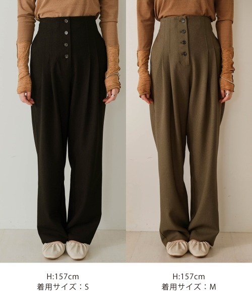 Bab(バブ)の「【セットアップ可能】ボタンフライハイウエストパンツ(その他パンツ・レディース・ブラック/カーキ/ベージュ・M/S)」の6枚目の写真
