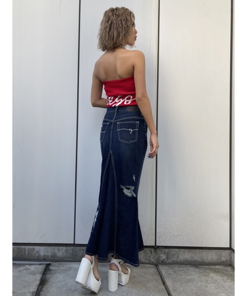 EGOIST（エゴイスト）の「ダメージデニムマーメイドスカート（デニムスカート・レディース・ネイビー/ブルー・S/M）」の3枚目の写真