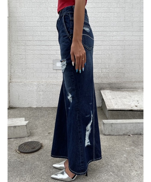 EGOIST（エゴイスト）の「ダメージデニムマーメイドスカート（デニムスカート・レディース・ネイビー/ブルー・S/M）」の19枚目の写真