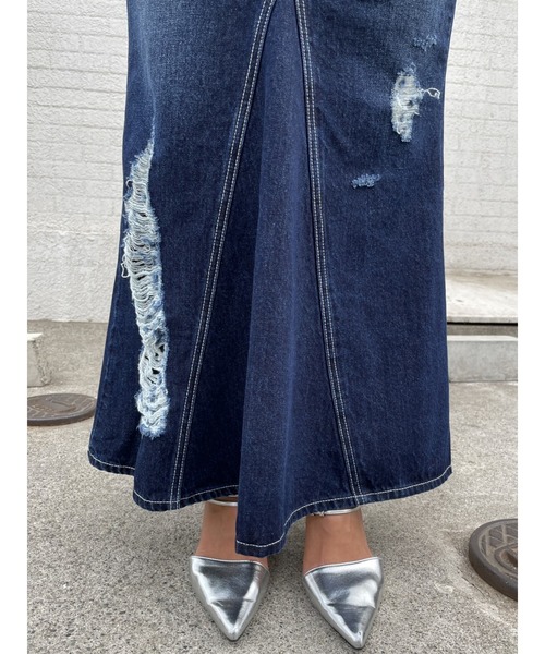 EGOIST（エゴイスト）の「ダメージデニムマーメイドスカート（デニムスカート・レディース・ネイビー/ブルー・S/M）」の11枚目の写真