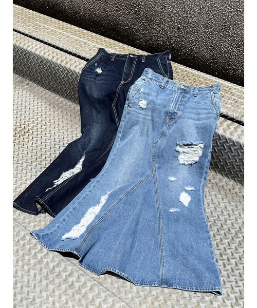 EGOIST（エゴイスト）の「ダメージデニムマーメイドスカート（デニムスカート・レディース・ネイビー/ブルー・S/M）」の8枚目の写真